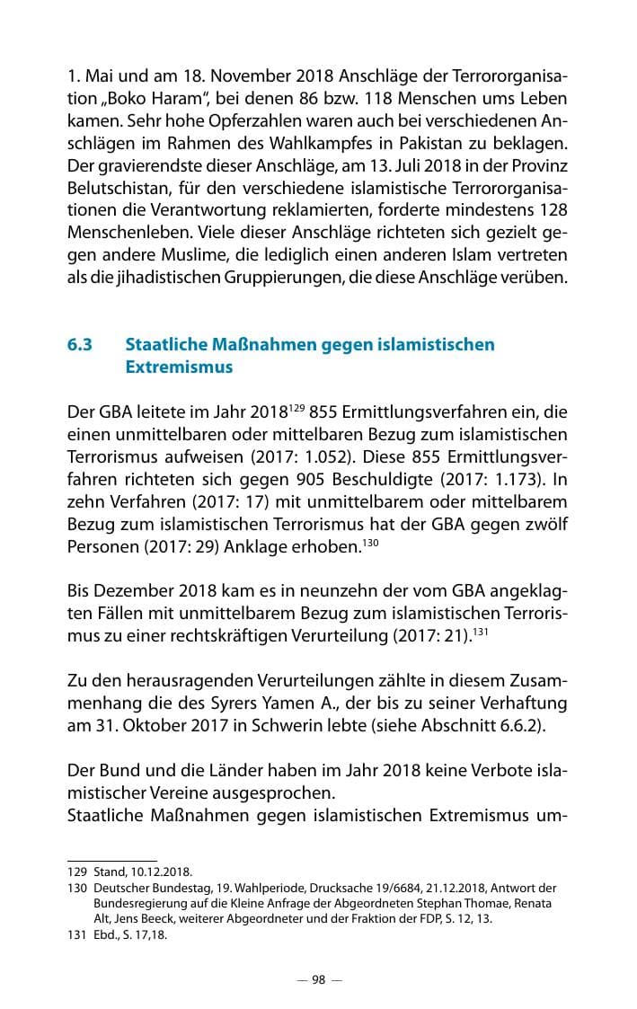 Seite 102 des Verfassungsschutzbericht 2018 Mecklenburg-Vorpommern