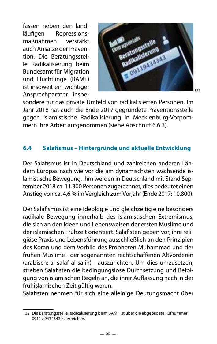 Seite 103 des Verfassungsschutzbericht 2018 Mecklenburg-Vorpommern