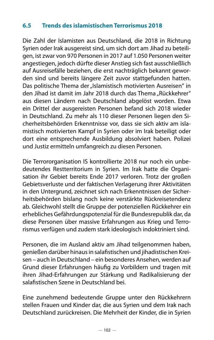 Seite 106 des Verfassungsschutzbericht 2018 Mecklenburg-Vorpommern
