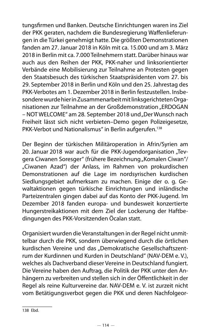Seite 118 des Verfassungsschutzbericht 2018 Mecklenburg-Vorpommern