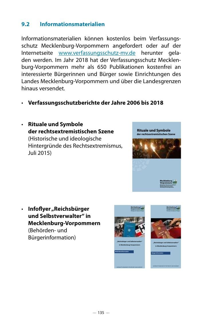 Seite 139 des Verfassungsschutzbericht 2018 Mecklenburg-Vorpommern