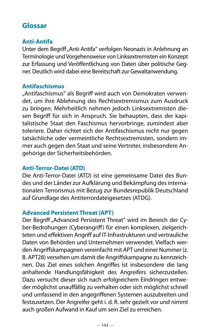Seite 147 des Verfassungsschutzbericht 2018 Mecklenburg-Vorpommern