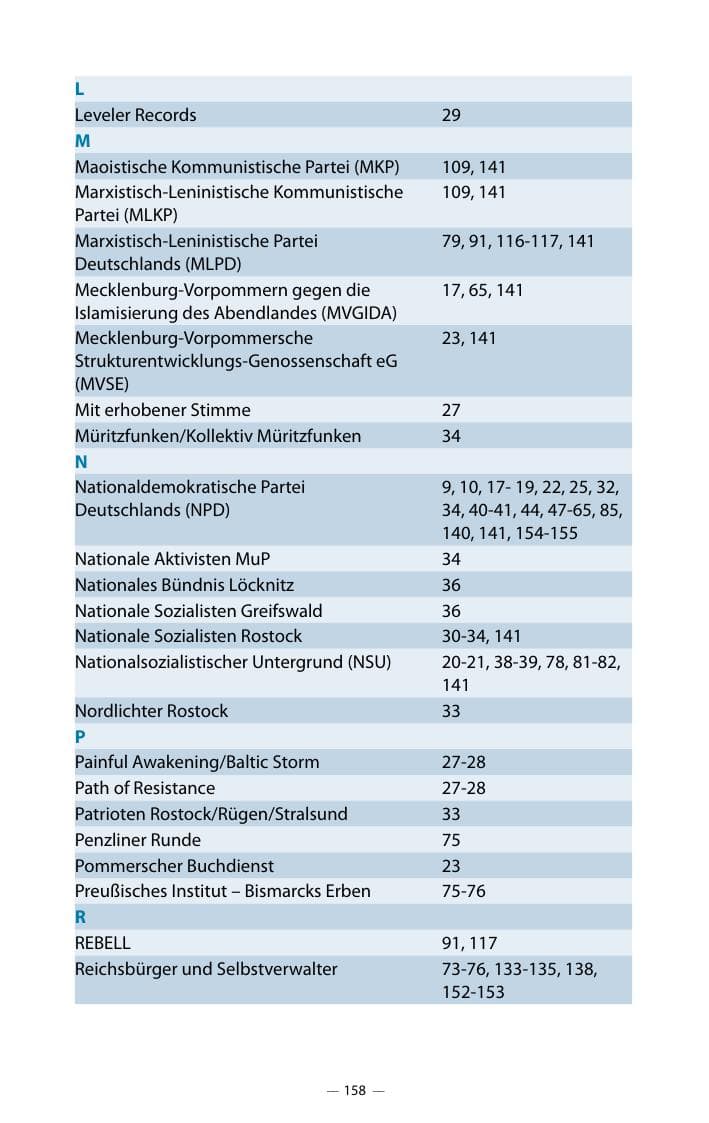 Seite 162 des Verfassungsschutzbericht 2018 Mecklenburg-Vorpommern