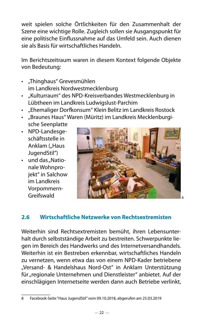 Seite 26 des Verfassungsschutzbericht 2018 Mecklenburg-Vorpommern