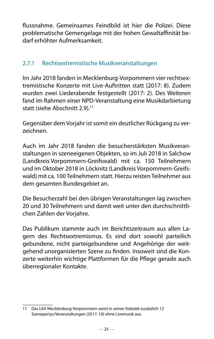 Seite 29 des Verfassungsschutzbericht 2018 Mecklenburg-Vorpommern