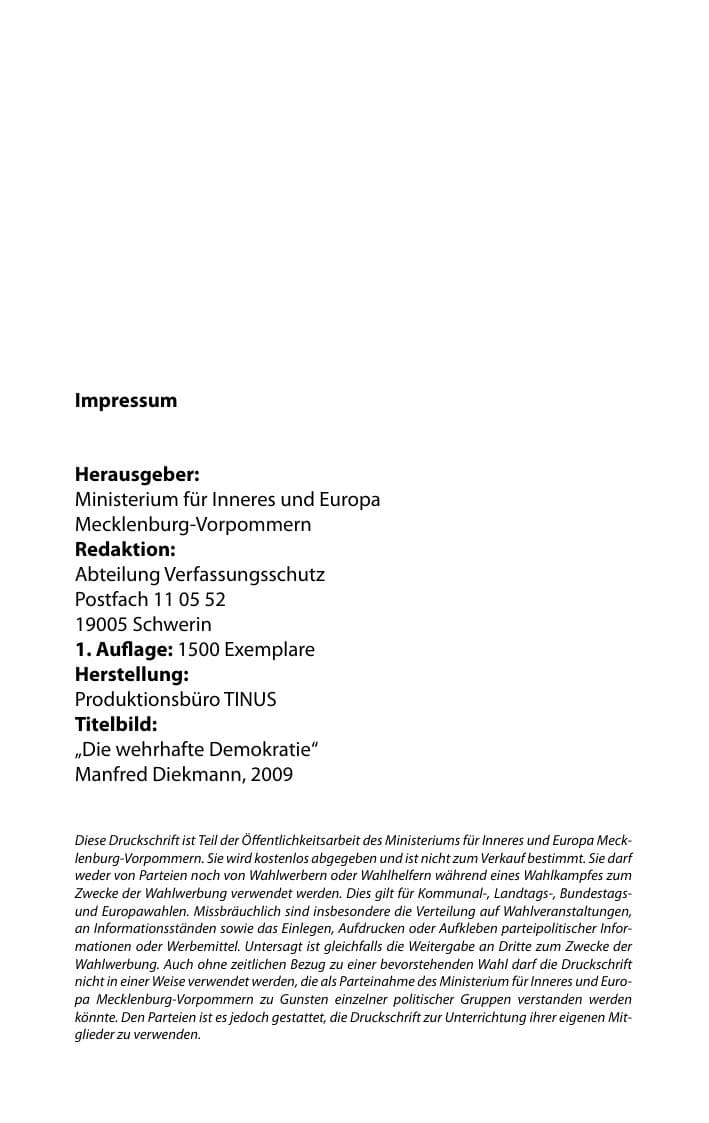 Seite 4 des Verfassungsschutzbericht 2018 Mecklenburg-Vorpommern