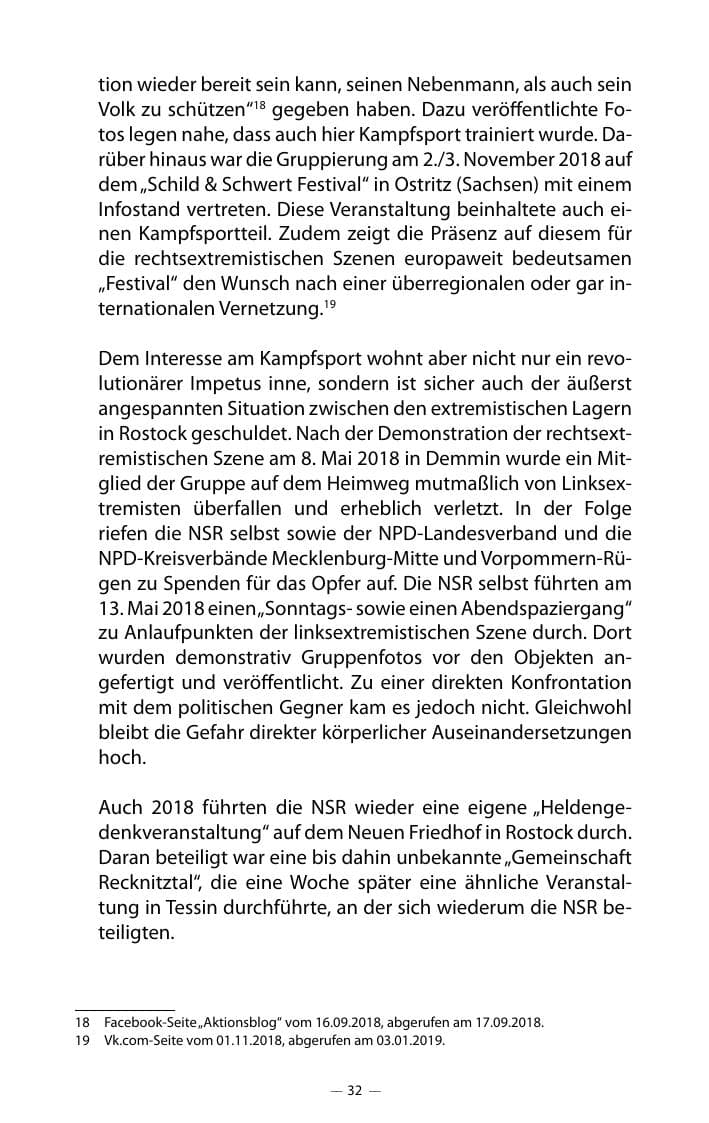 Seite 36 des Verfassungsschutzbericht 2018 Mecklenburg-Vorpommern