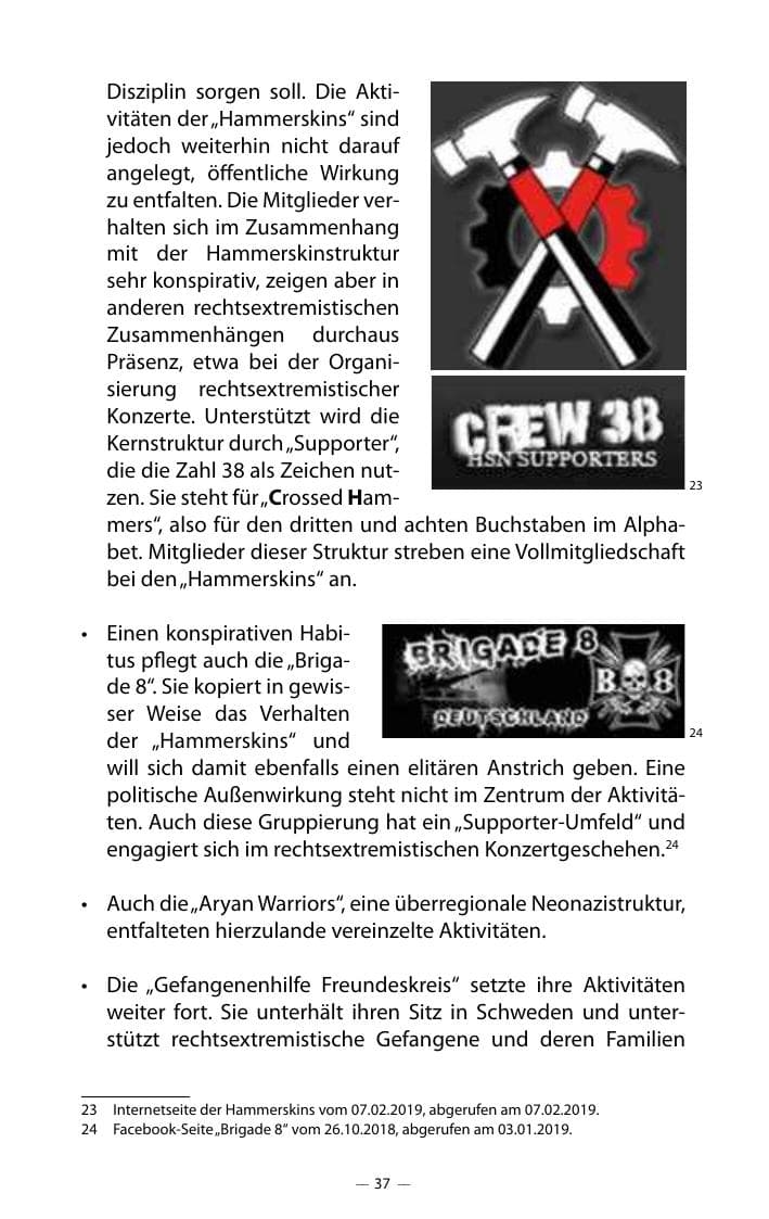 Seite 41 des Verfassungsschutzbericht 2018 Mecklenburg-Vorpommern