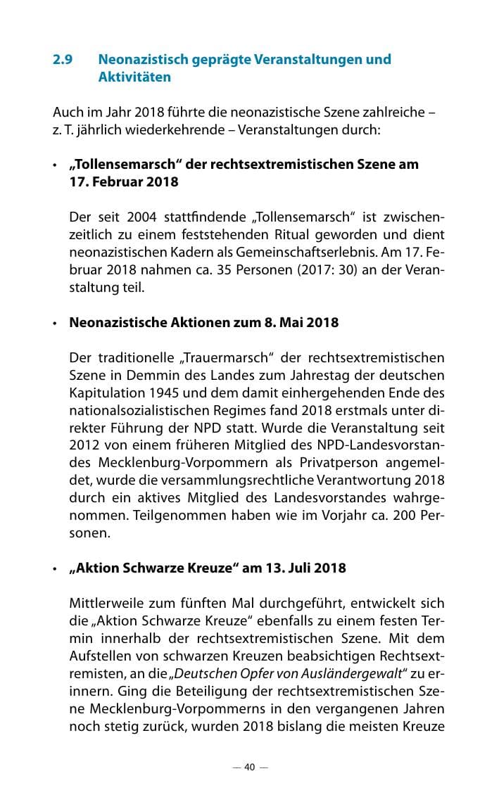 Seite 44 des Verfassungsschutzbericht 2018 Mecklenburg-Vorpommern