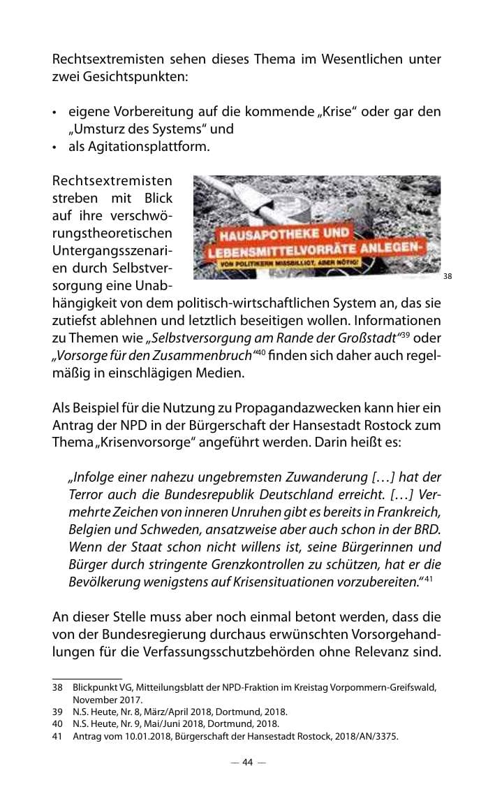 Seite 48 des Verfassungsschutzbericht 2018 Mecklenburg-Vorpommern