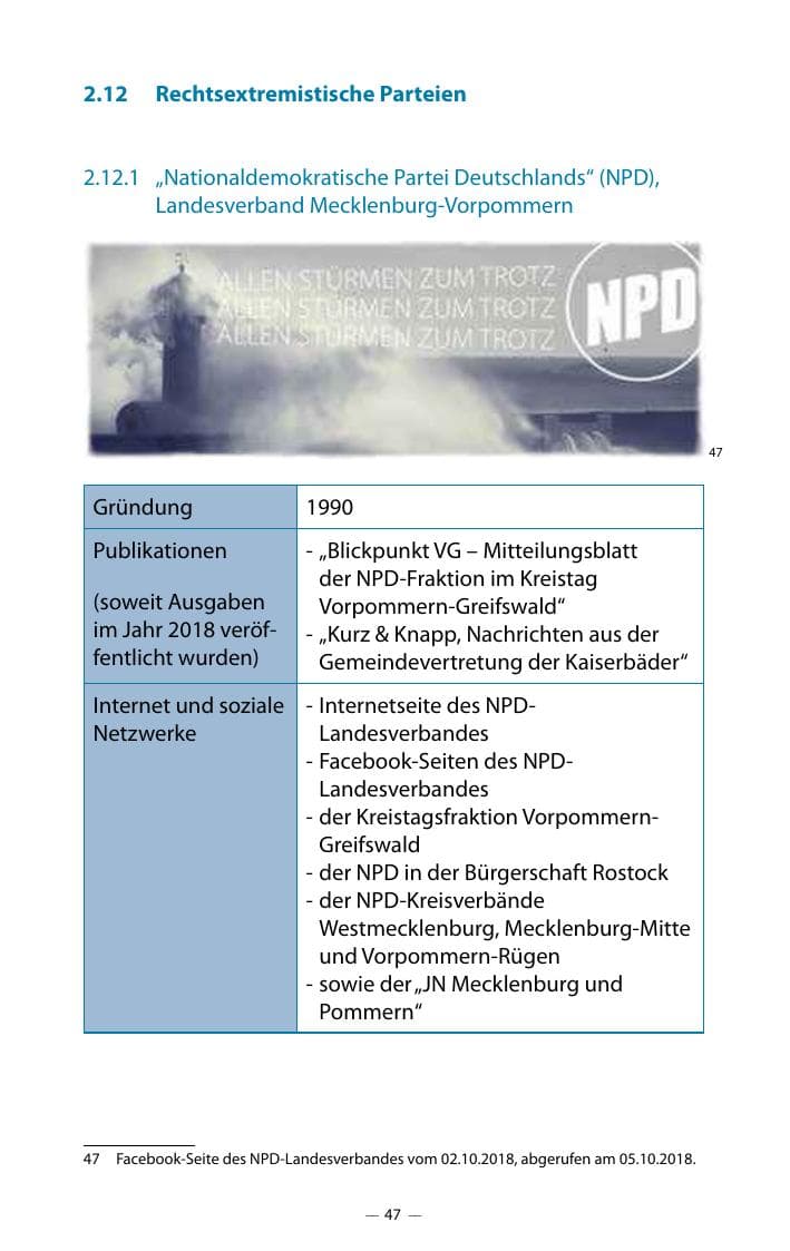 Seite 51 des Verfassungsschutzbericht 2018 Mecklenburg-Vorpommern