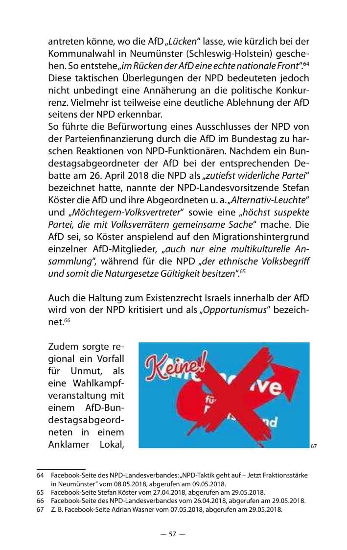 Seite 61 des Verfassungsschutzbericht 2018 Mecklenburg-Vorpommern