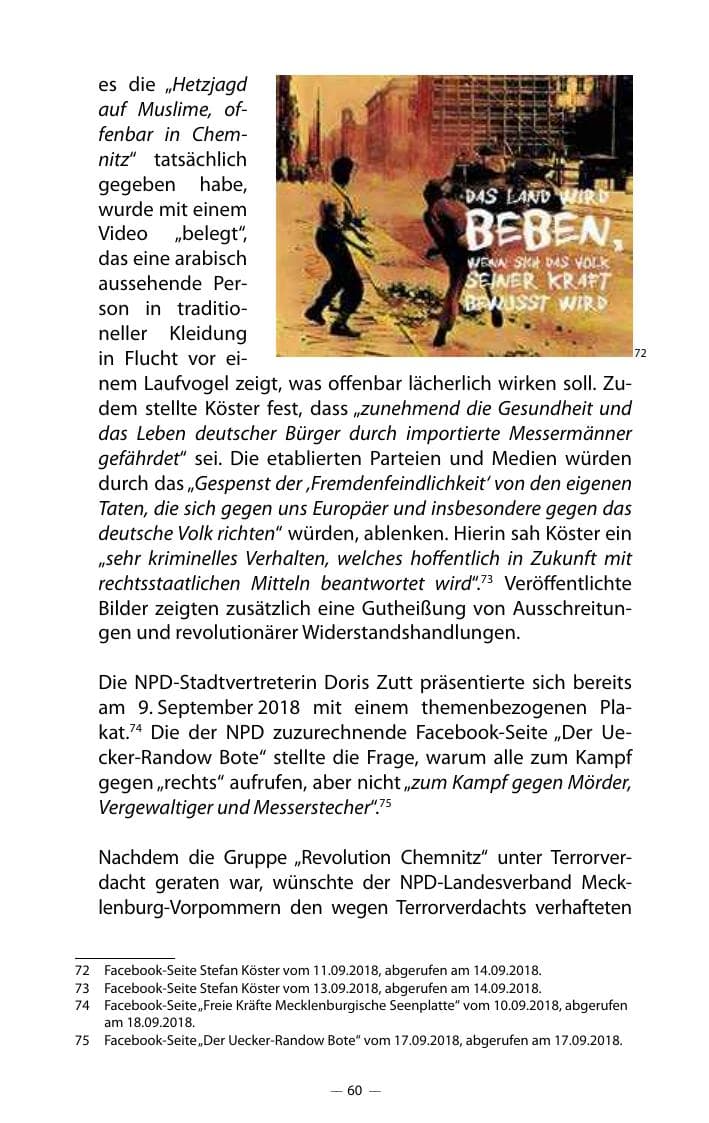 Seite 64 des Verfassungsschutzbericht 2018 Mecklenburg-Vorpommern