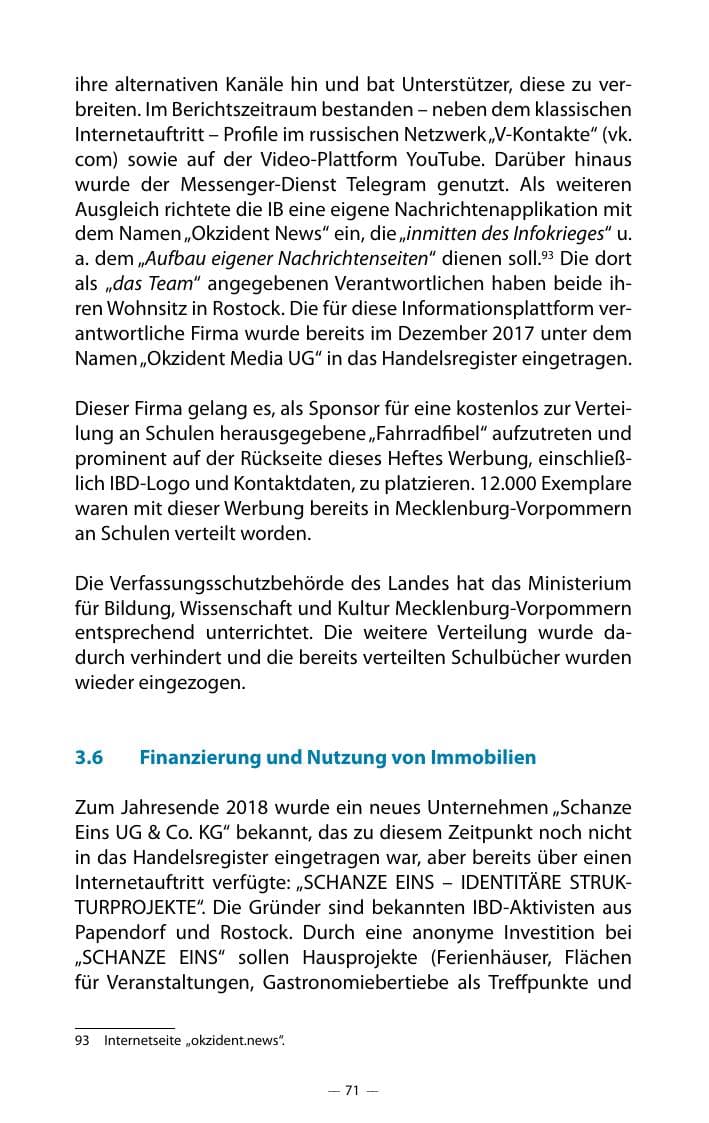 Seite 75 des Verfassungsschutzbericht 2018 Mecklenburg-Vorpommern
