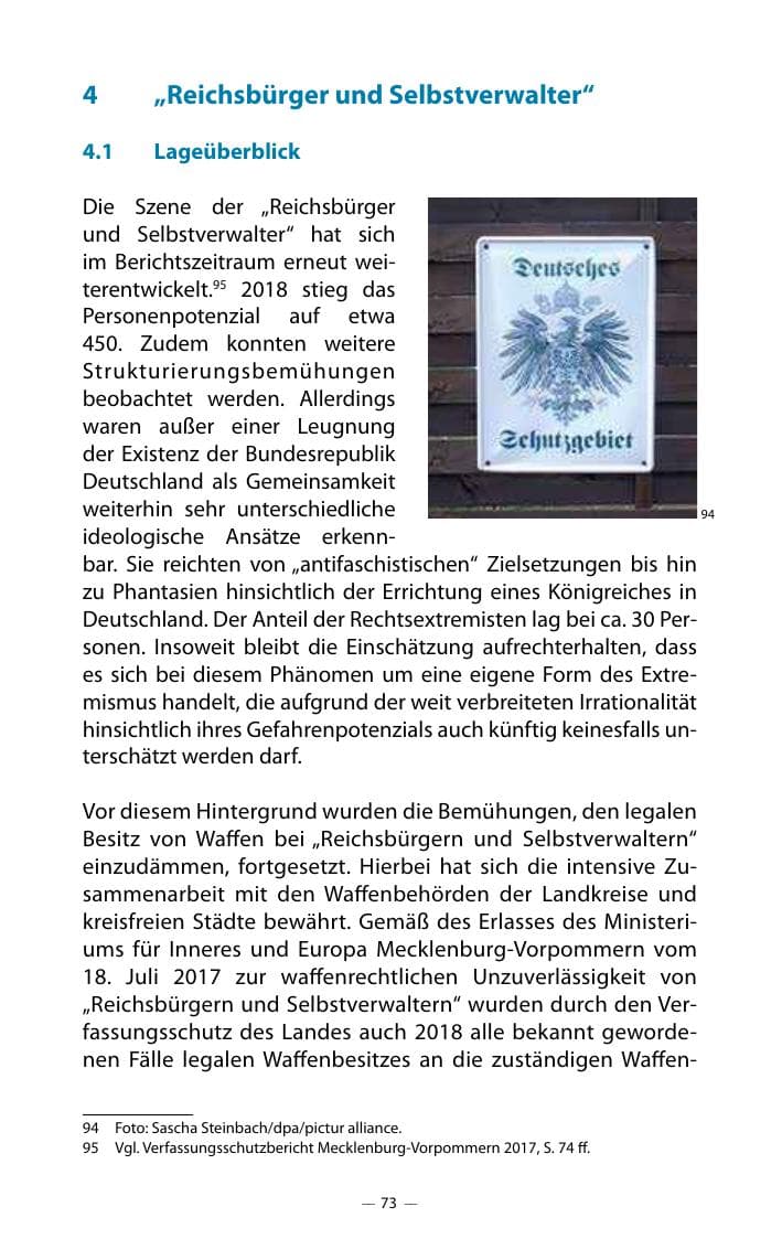 Seite 77 des Verfassungsschutzbericht 2018 Mecklenburg-Vorpommern