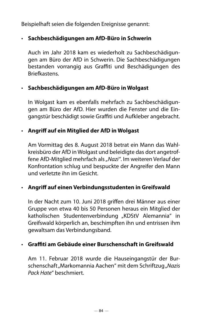 Seite 88 des Verfassungsschutzbericht 2018 Mecklenburg-Vorpommern