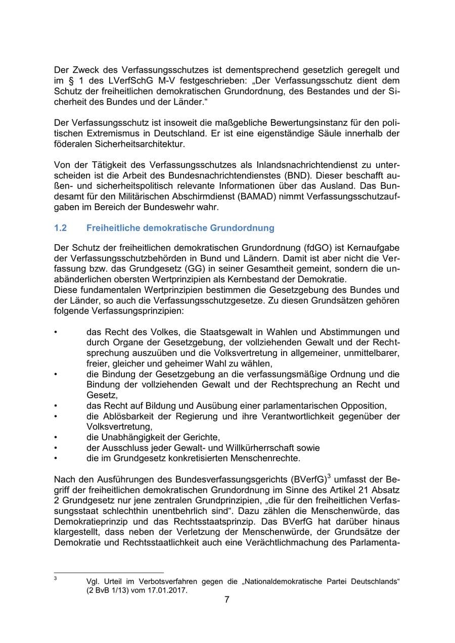 Seite 11 des Verfassungsschutzbericht 2019 Mecklenburg-Vorpommern