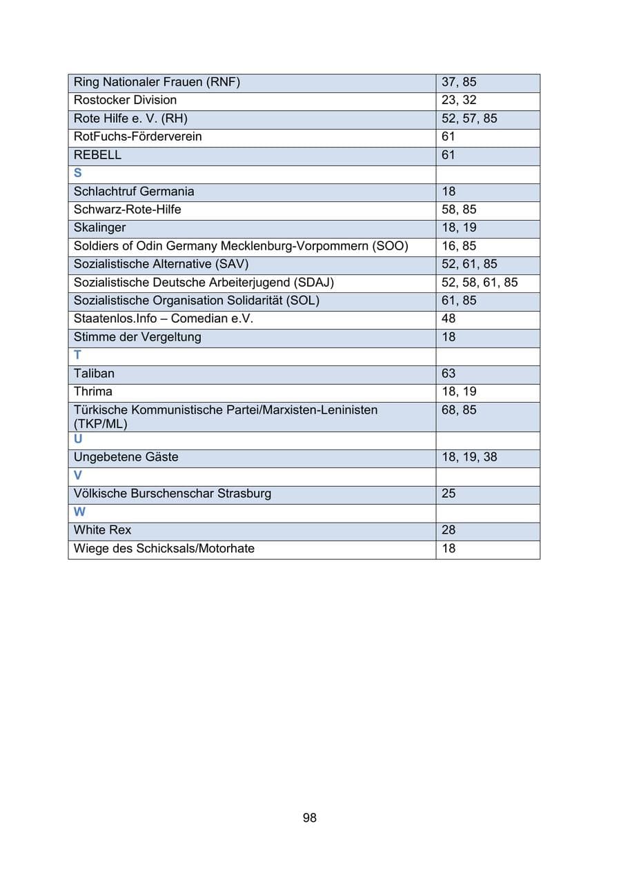 Seite 101 des Verfassungsschutzbericht 2019 Mecklenburg-Vorpommern