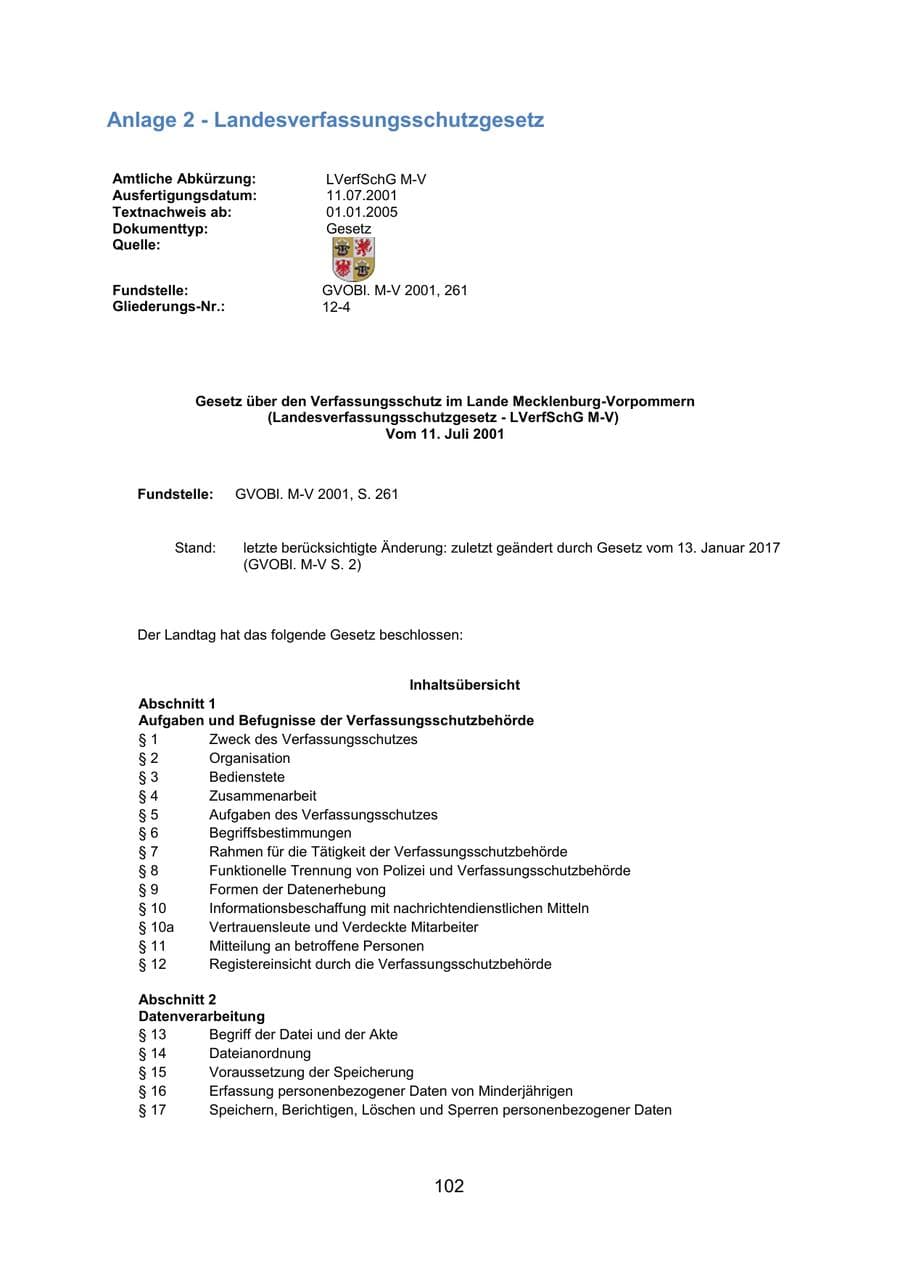 Seite 105 des Verfassungsschutzbericht 2019 Mecklenburg-Vorpommern