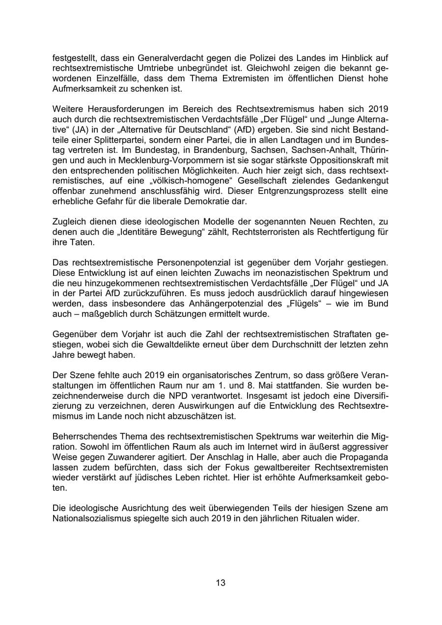 Seite 17 des Verfassungsschutzbericht 2019 Mecklenburg-Vorpommern