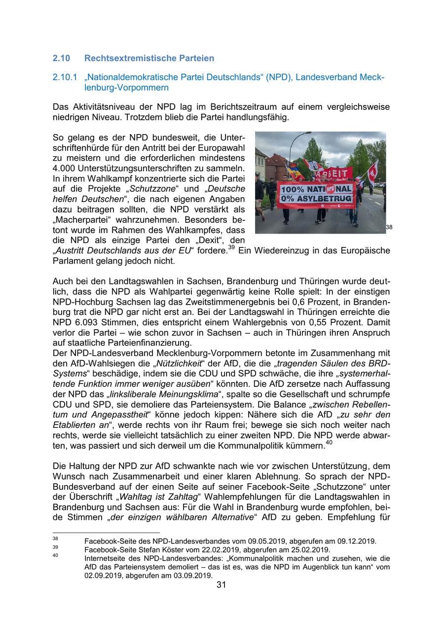 Seite 35 des Verfassungsschutzbericht 2019 Mecklenburg-Vorpommern