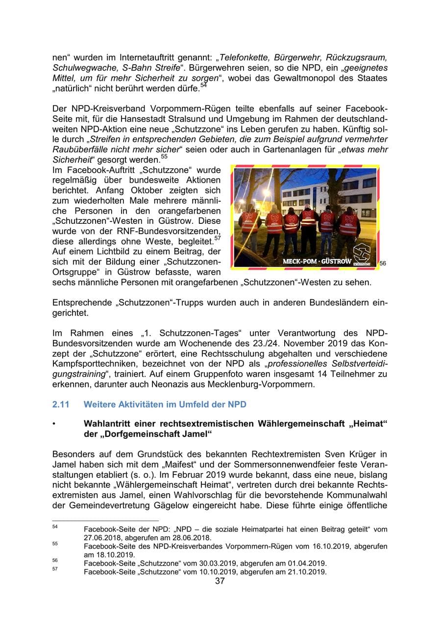 Seite 41 des Verfassungsschutzbericht 2019 Mecklenburg-Vorpommern