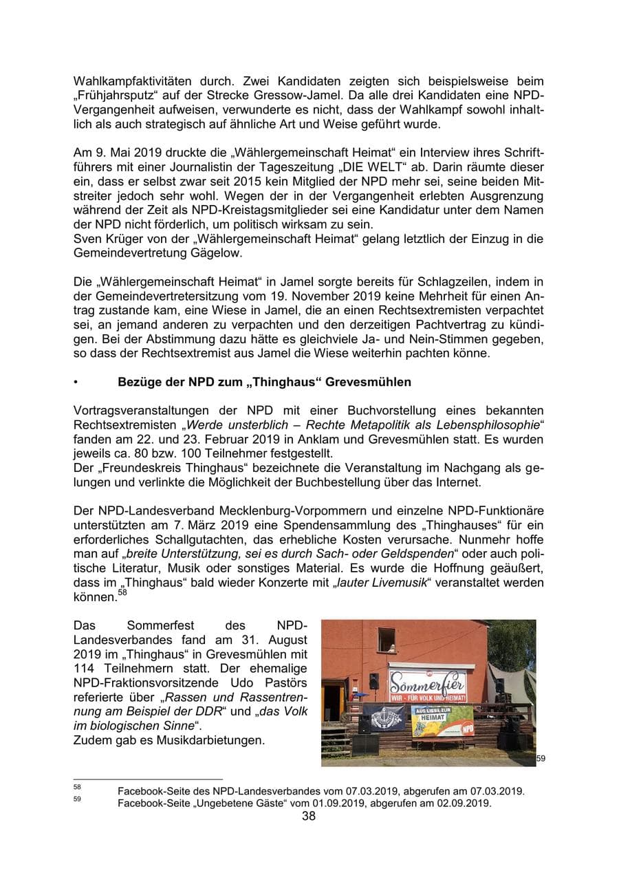 Seite 42 des Verfassungsschutzbericht 2019 Mecklenburg-Vorpommern