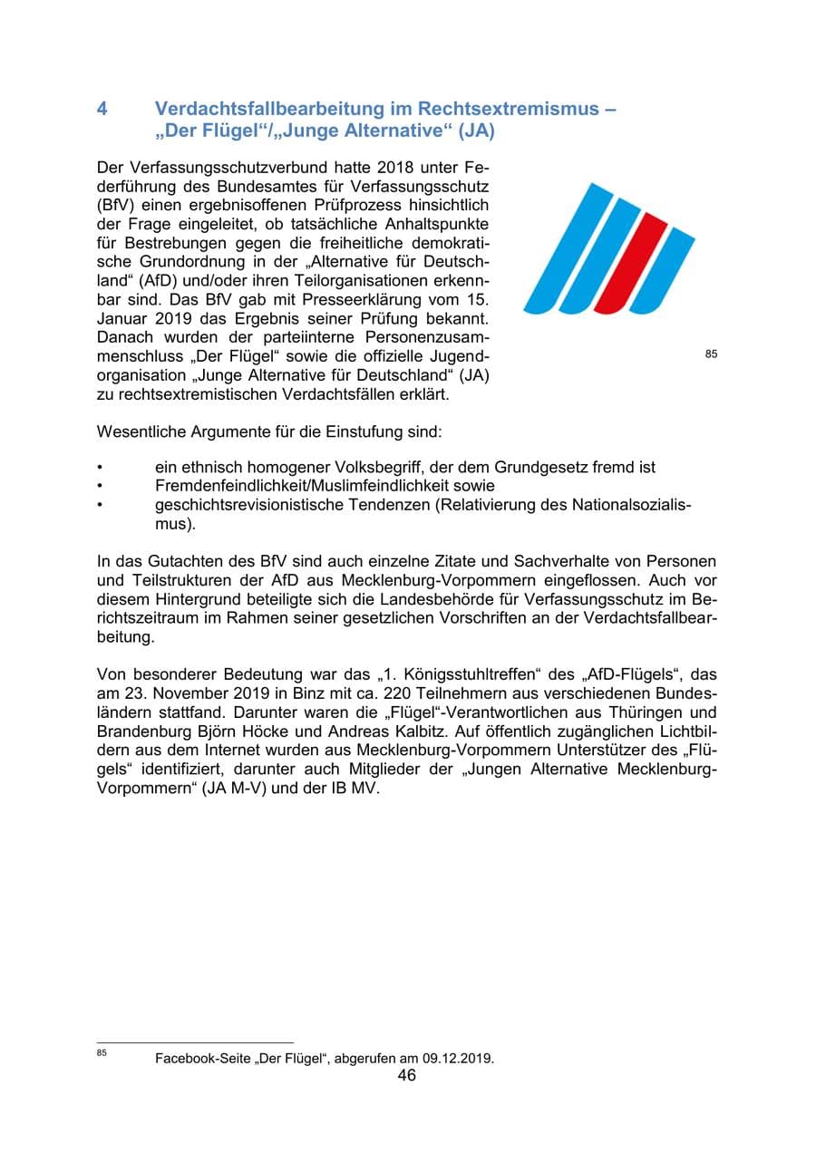 Seite 50 des Verfassungsschutzbericht 2019 Mecklenburg-Vorpommern