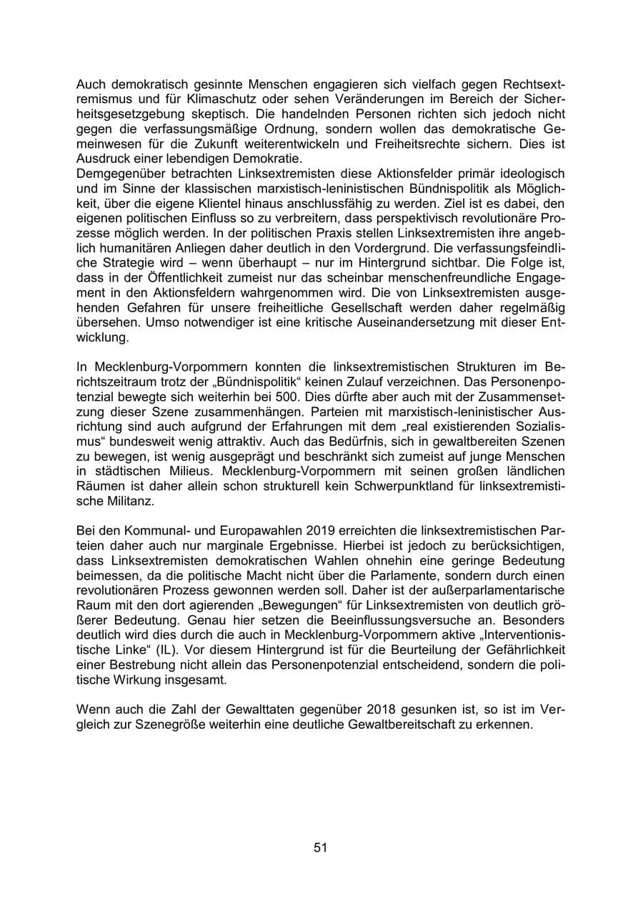 Seite 55 des Verfassungsschutzbericht 2019 Mecklenburg-Vorpommern