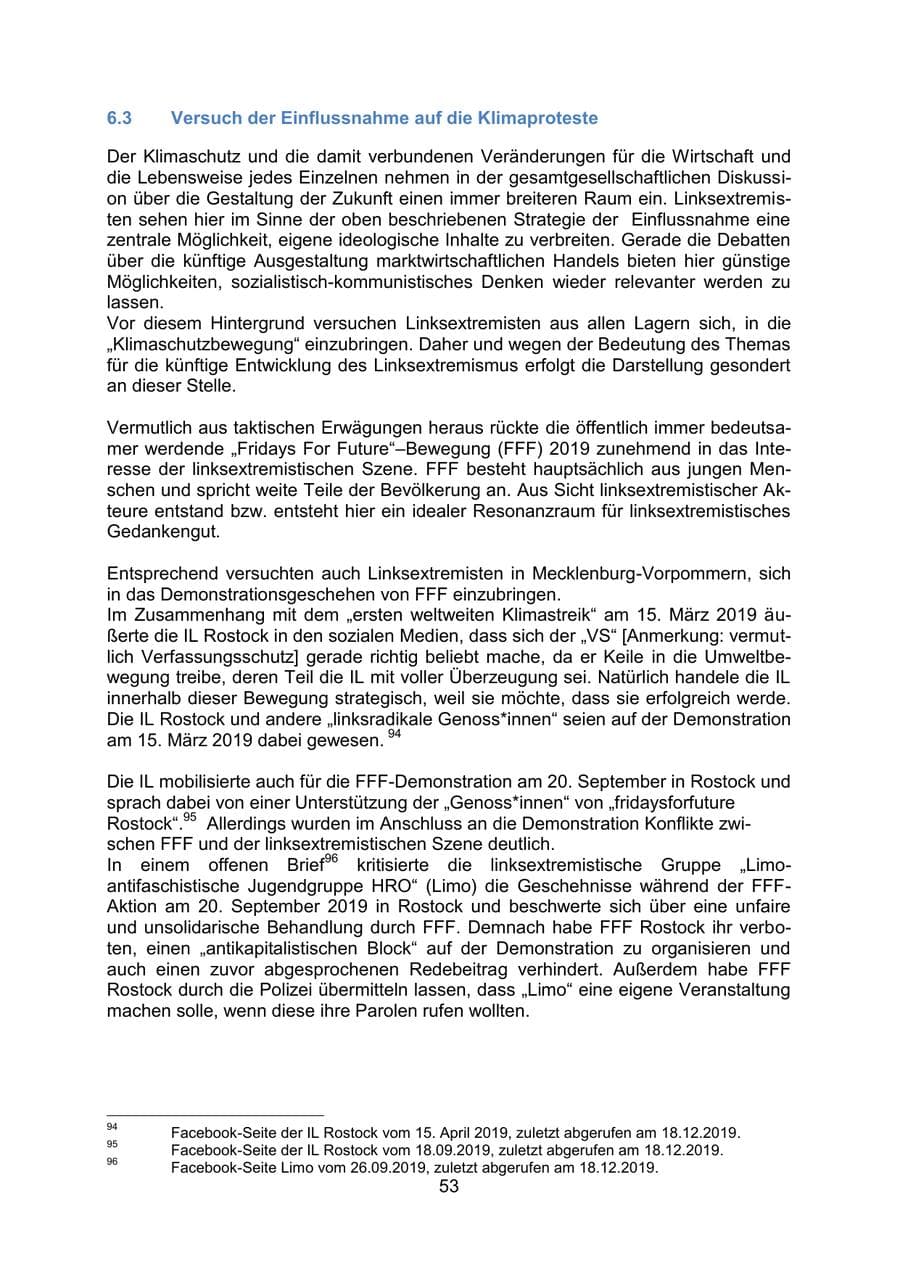 Seite 57 des Verfassungsschutzbericht 2019 Mecklenburg-Vorpommern