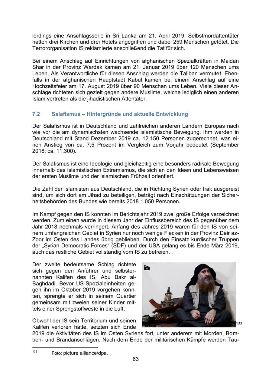 Seite 67 des Verfassungsschutzbericht 2019 Mecklenburg-Vorpommern