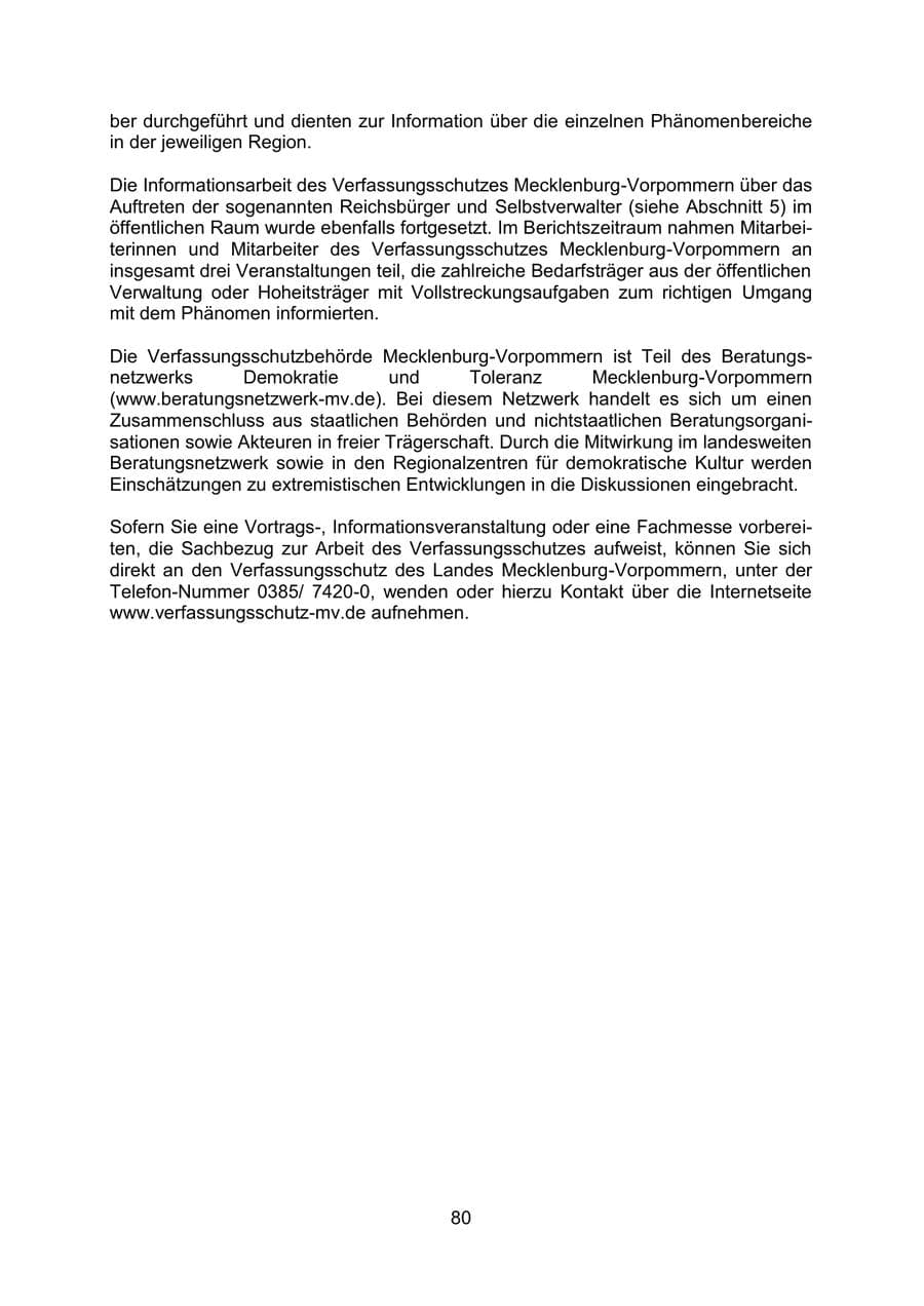 Seite 83 des Verfassungsschutzbericht 2019 Mecklenburg-Vorpommern