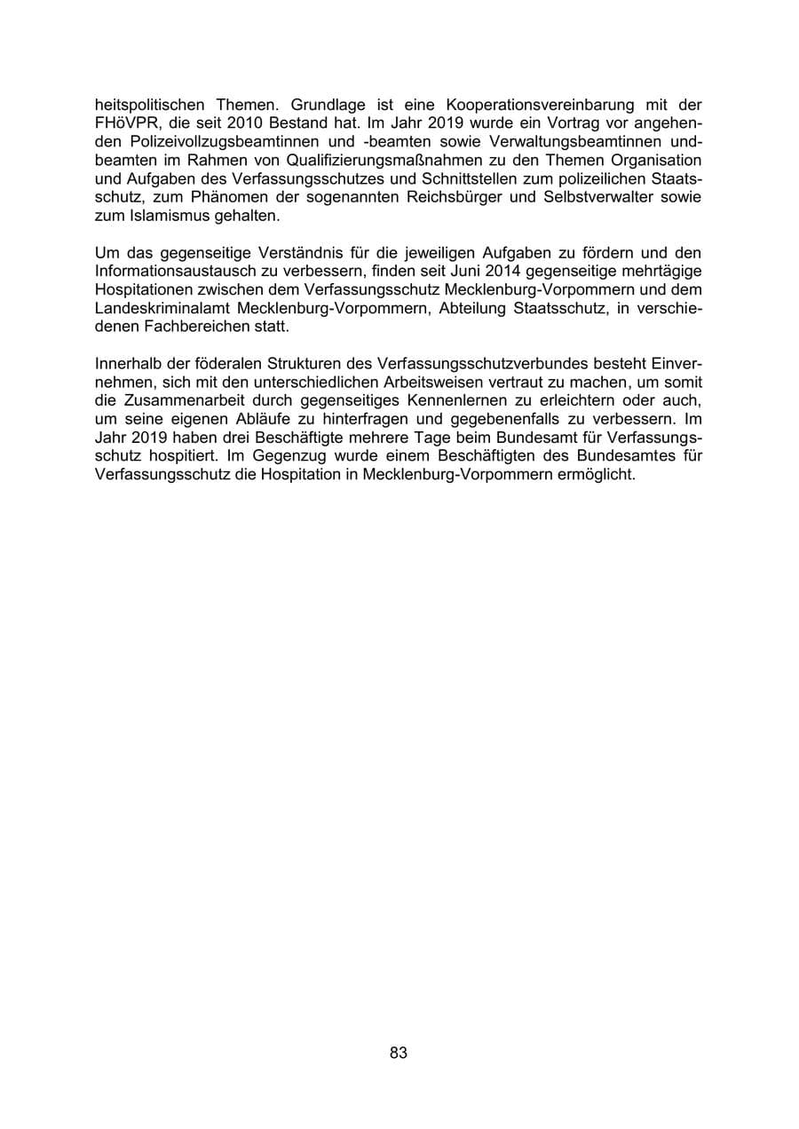 Seite 86 des Verfassungsschutzbericht 2019 Mecklenburg-Vorpommern
