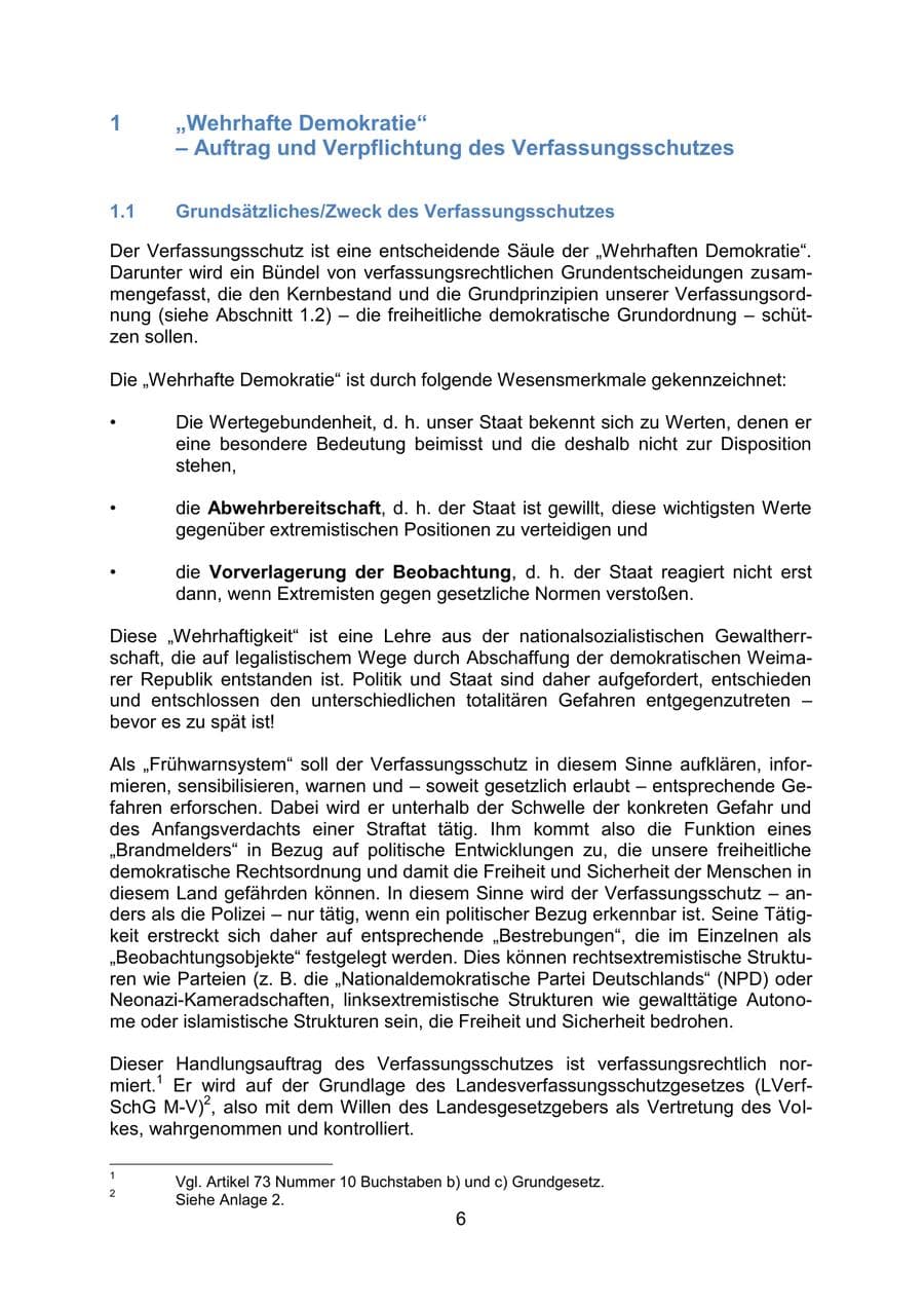 Seite 10 des Verfassungsschutzbericht 2019 Mecklenburg-Vorpommern