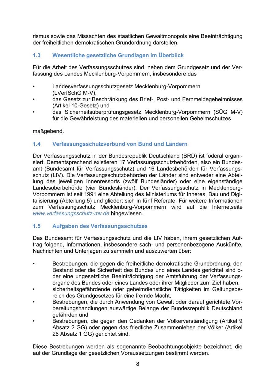 Seite 11 des Verfassungsschutzbericht 2020 Mecklenburg-Vorpommern