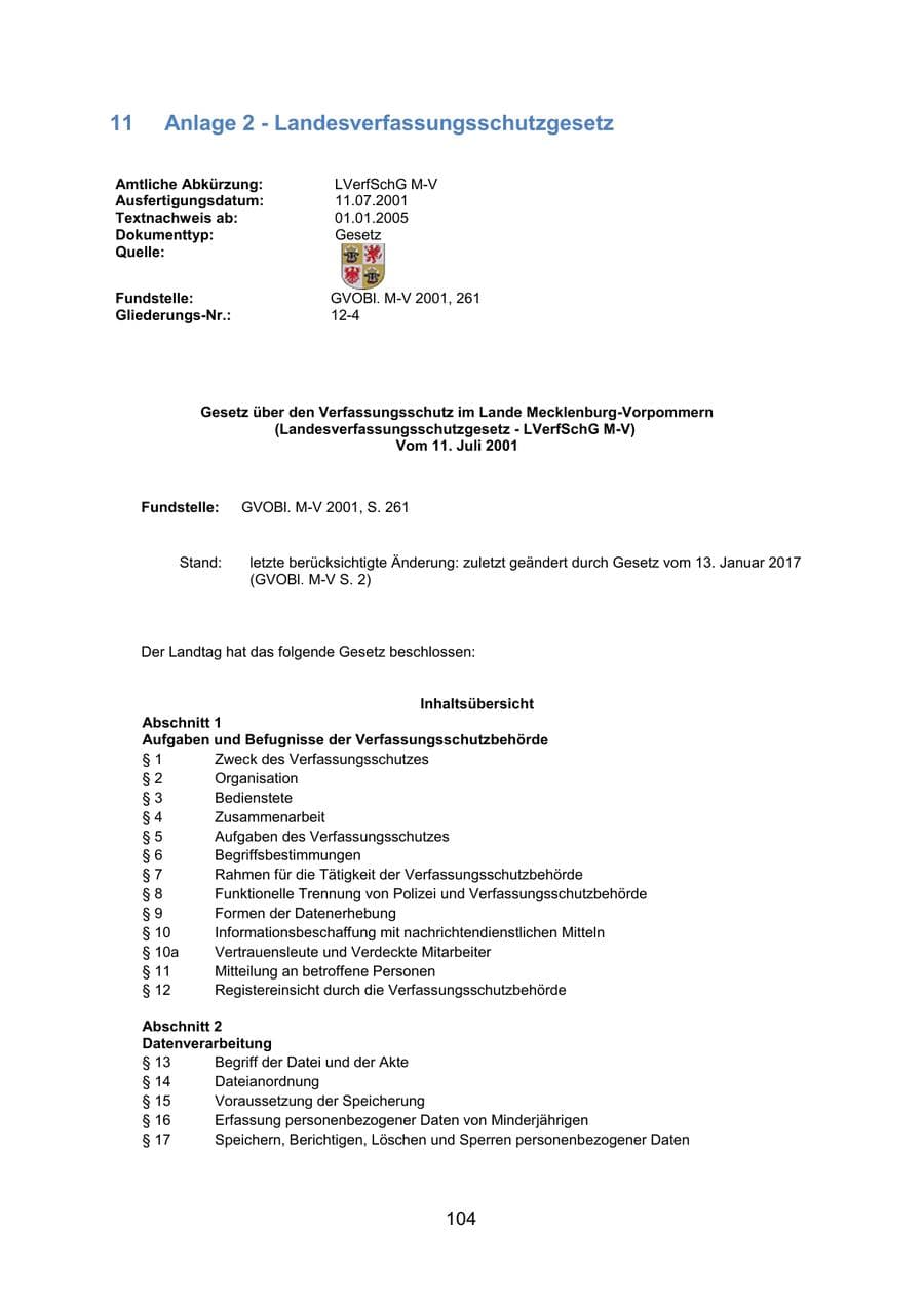 Seite 106 des Verfassungsschutzbericht 2020 Mecklenburg-Vorpommern