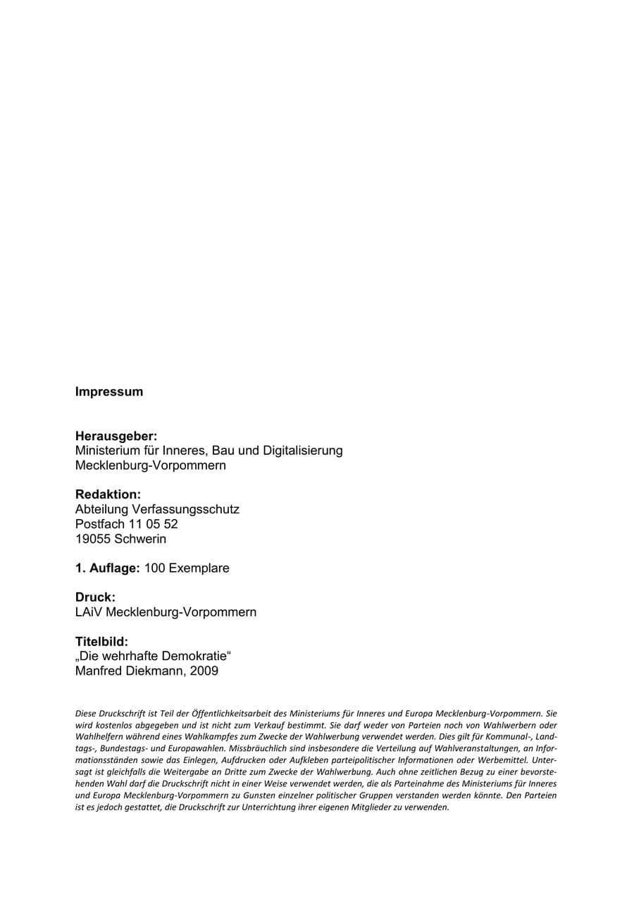 Seite 3 des Verfassungsschutzbericht 2020 Mecklenburg-Vorpommern