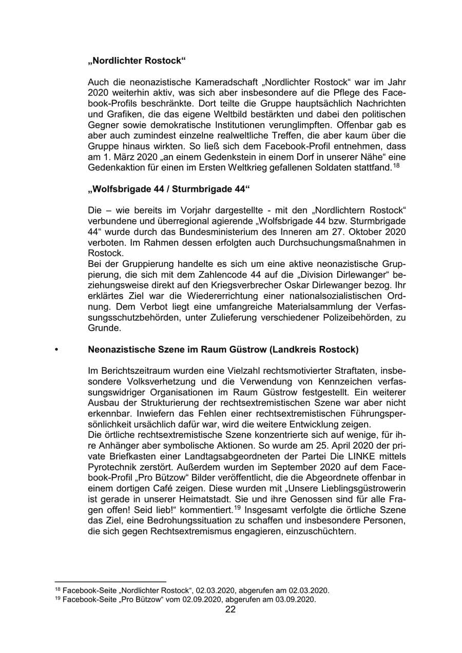 Seite 25 des Verfassungsschutzbericht 2020 Mecklenburg-Vorpommern