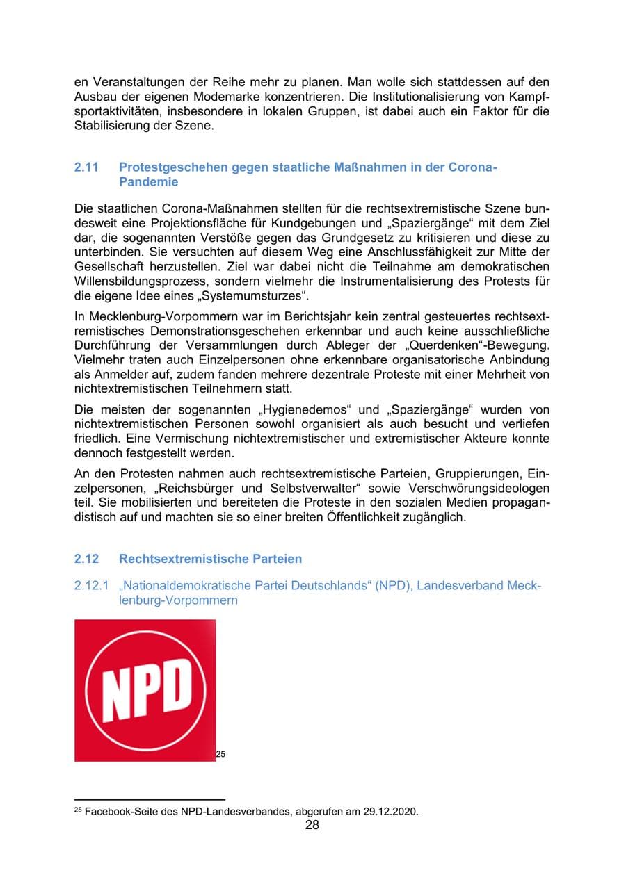 Seite 31 des Verfassungsschutzbericht 2020 Mecklenburg-Vorpommern