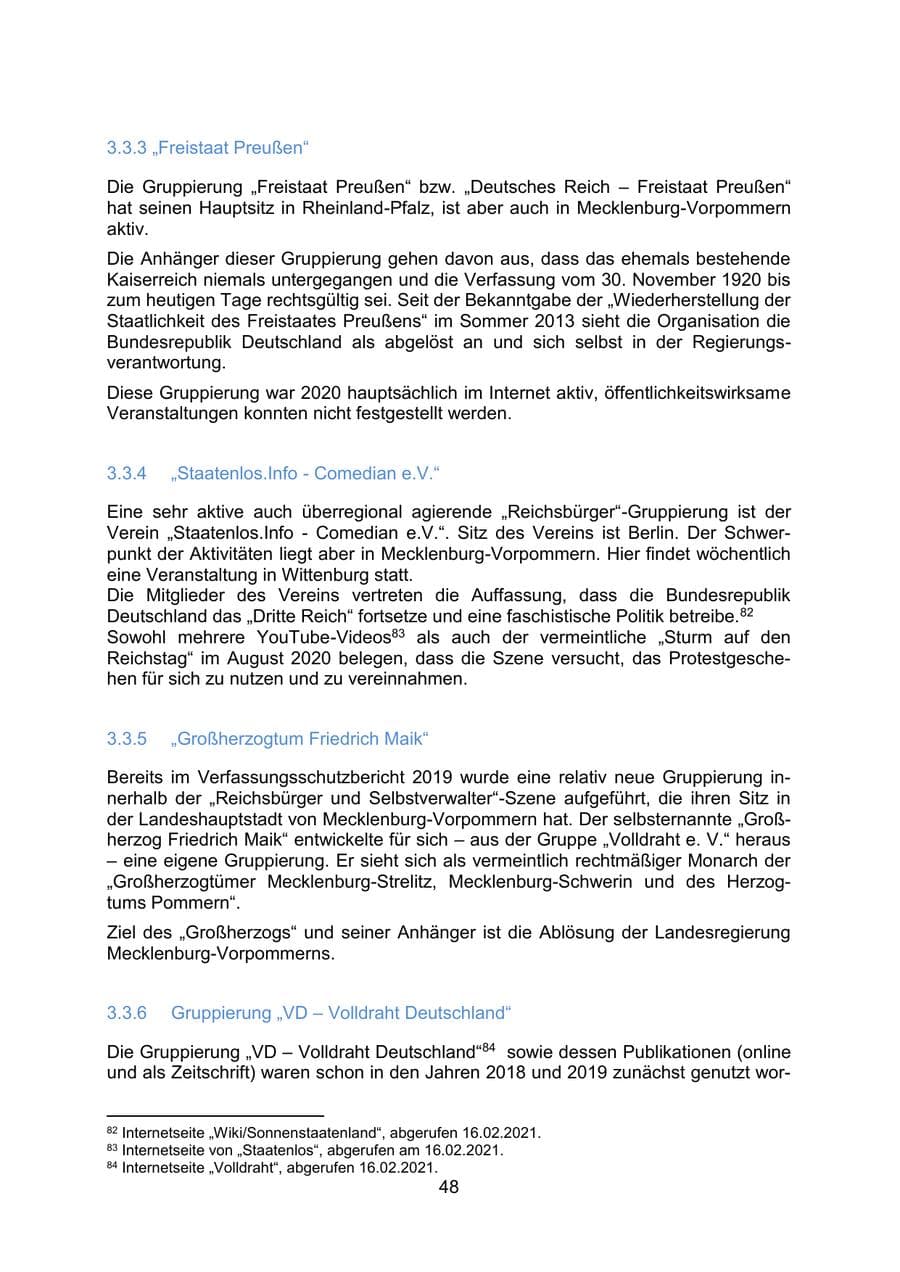 Seite 51 des Verfassungsschutzbericht 2020 Mecklenburg-Vorpommern