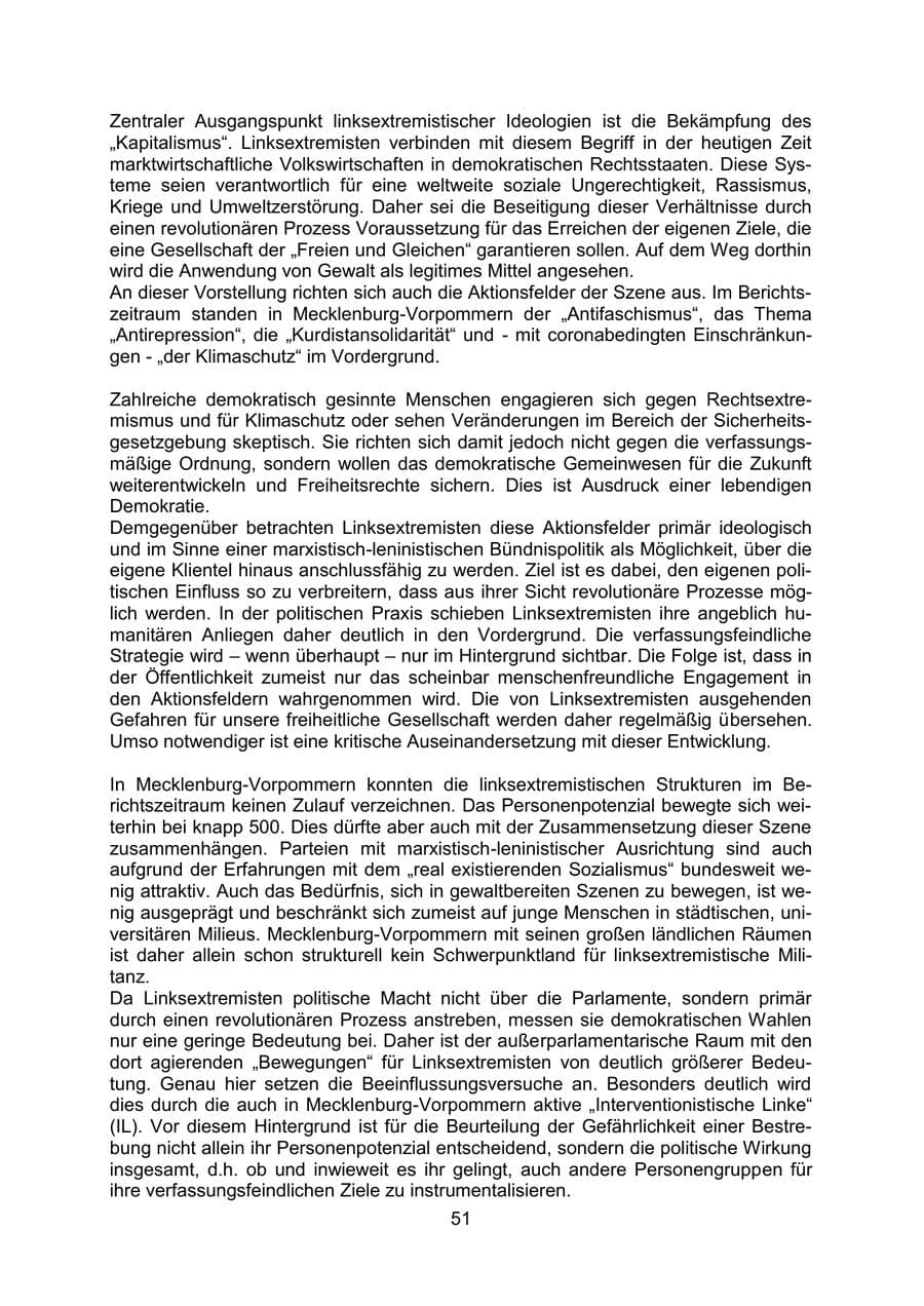 Seite 54 des Verfassungsschutzbericht 2020 Mecklenburg-Vorpommern