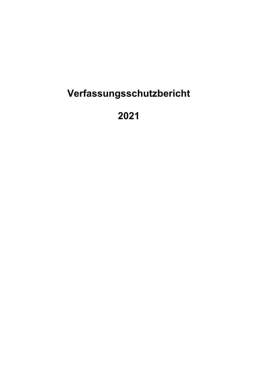 Seite 1 des Verfassungsschutzbericht 2021 Mecklenburg-Vorpommern