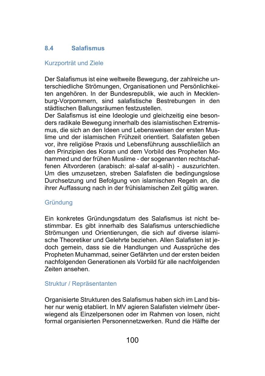 Seite 104 des Verfassungsschutzbericht 2021 Mecklenburg-Vorpommern