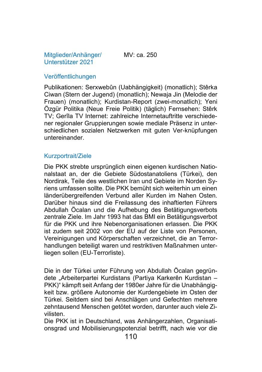 Seite 114 des Verfassungsschutzbericht 2021 Mecklenburg-Vorpommern