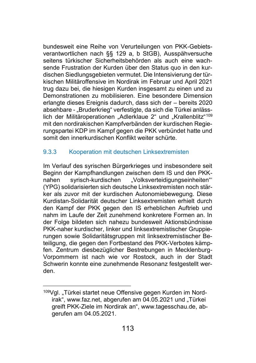 Seite 117 des Verfassungsschutzbericht 2021 Mecklenburg-Vorpommern