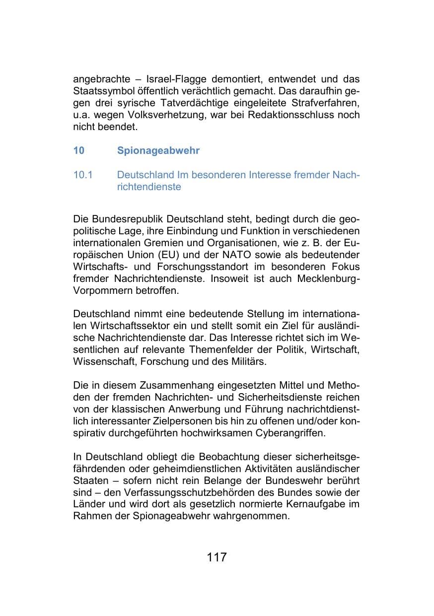 Seite 121 des Verfassungsschutzbericht 2021 Mecklenburg-Vorpommern