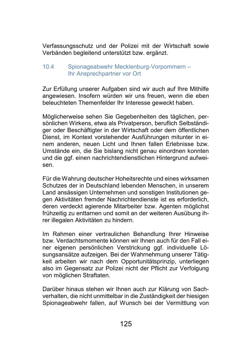 Seite 129 des Verfassungsschutzbericht 2021 Mecklenburg-Vorpommern