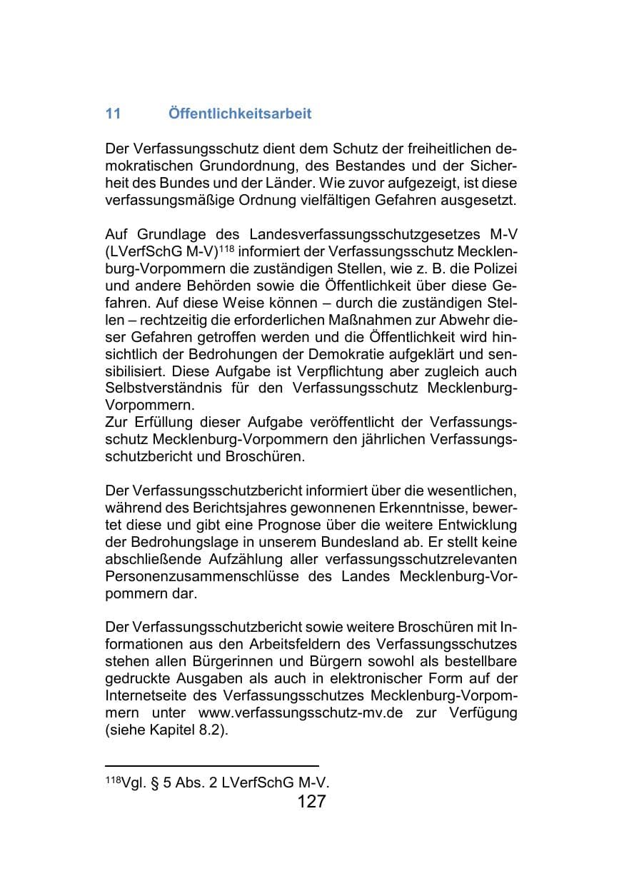 Seite 131 des Verfassungsschutzbericht 2021 Mecklenburg-Vorpommern