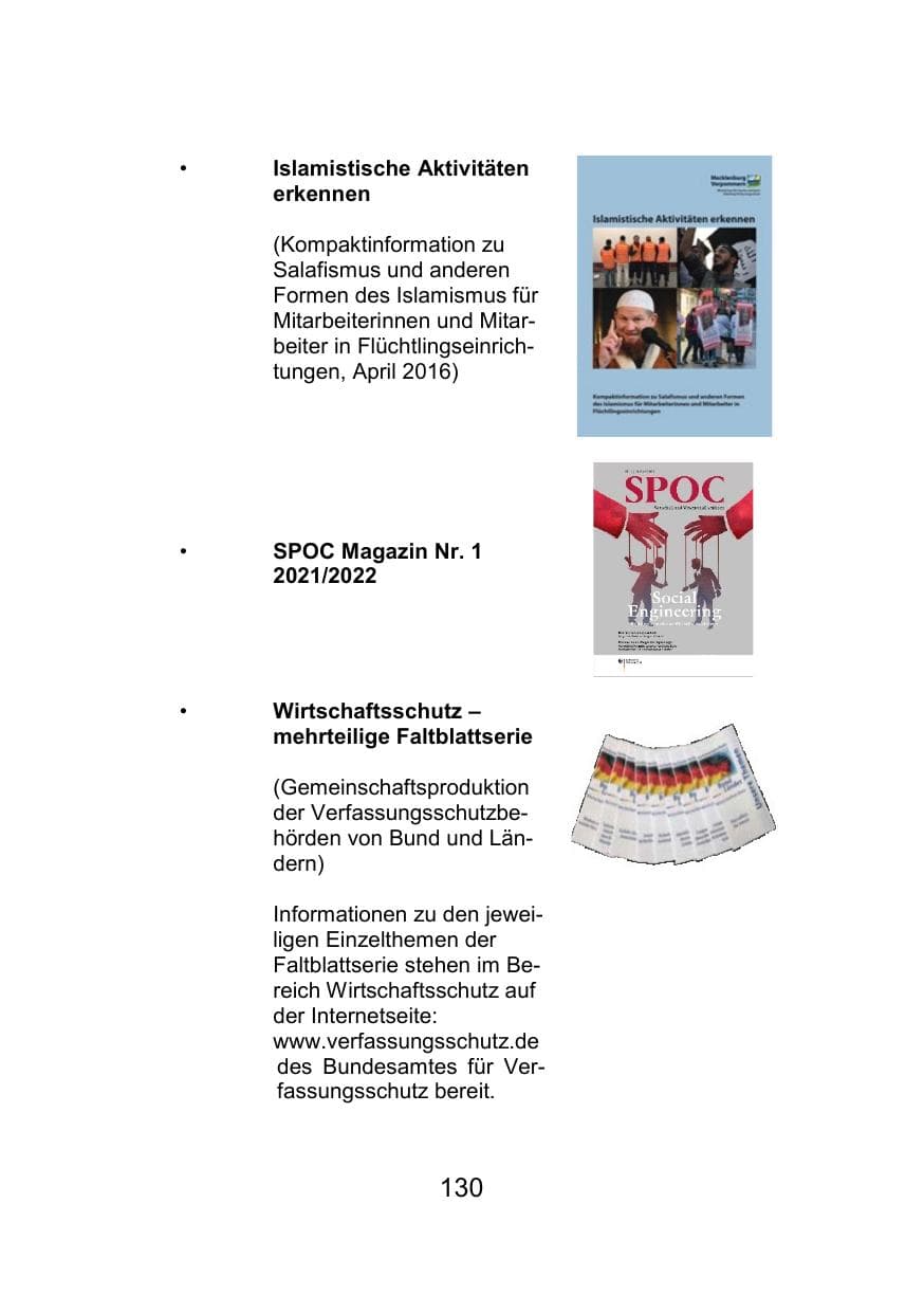 Seite 134 des Verfassungsschutzbericht 2021 Mecklenburg-Vorpommern