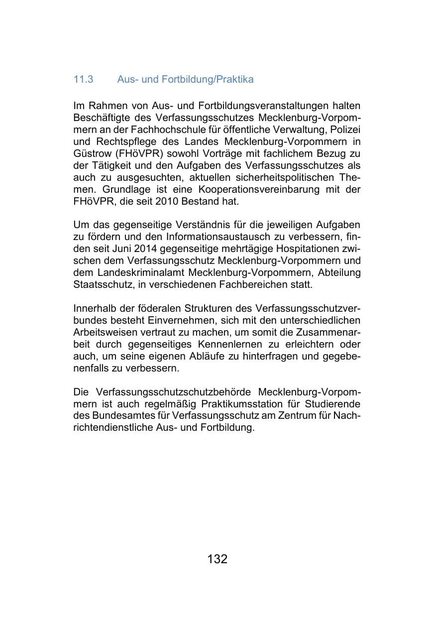 Seite 136 des Verfassungsschutzbericht 2021 Mecklenburg-Vorpommern